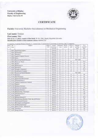 Certificate univ. bacc. ing. mech.
