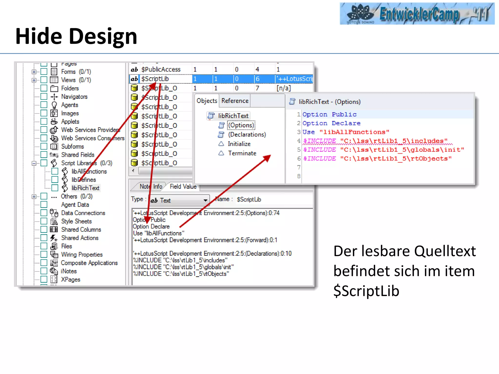 Hide DesignDer lesbare Quelltext befindet sich im item $ScriptLib