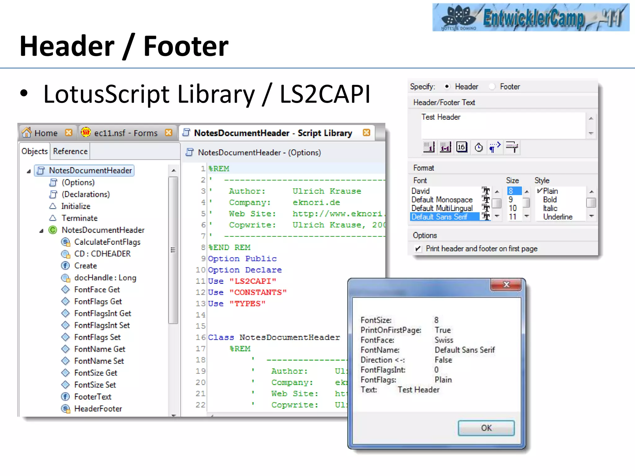 Header / FooterLotusScript Library / LS2CAPI