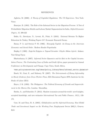 nition. According to this paper, the informal sector4 are market-oriented 
3Even though we will address this issue further in the empirical section, we recognize that in a paper of this 
nature it simply is impossible to overcome endogeneity issues in a completely satisfactory manner. However, 
to establish robustness we investigate this empirical relationship with dierent econometric speci 