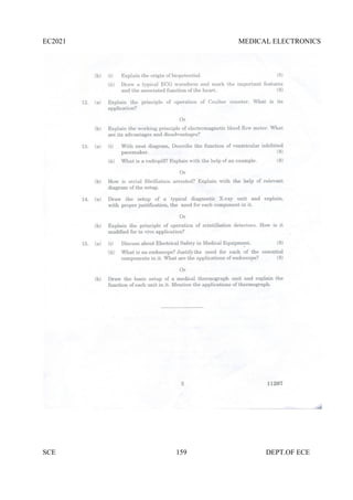 EC2021 MEDICAL ELECTRONICS
SCE 159 DEPT.OF ECE
 