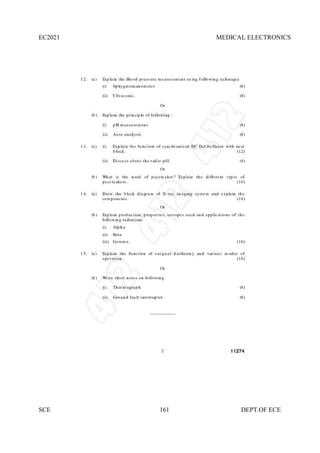 EC2021 MEDICAL ELECTRONICS
SCE 161 DEPT.OF ECE
 