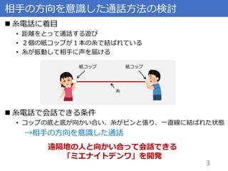 ミエナイトデンワ 遠隔地にいる相手の存在を感じながら音声通話できる糸電話型デバイスの提案
