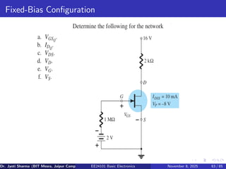 Fixed-Bias Configuration
Dr. Jyoti Sharma (BIT Mesra, Jaipur Campus) EE24101 Basic Electronics November 8, 2025 63 / 85
 