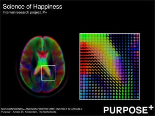 NON-CONFIDENTIAL AND NON-PROPRIETARY, ENTIRELY SHAREABLE
Purpose+, Amstel 95, Amsterdam, The Netherlands
Science of Happiness
Internal research project, P+
 