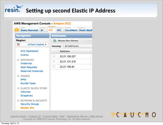 Se<ng	
  up	
  second	
  Elas;c	
  IP	
  Address




           Caucho Home | Contact Us | Caucho Blog | Wiki | Applicatio...