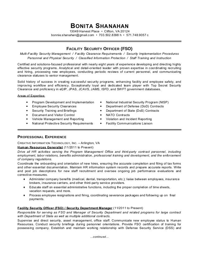 Protective security detail resume