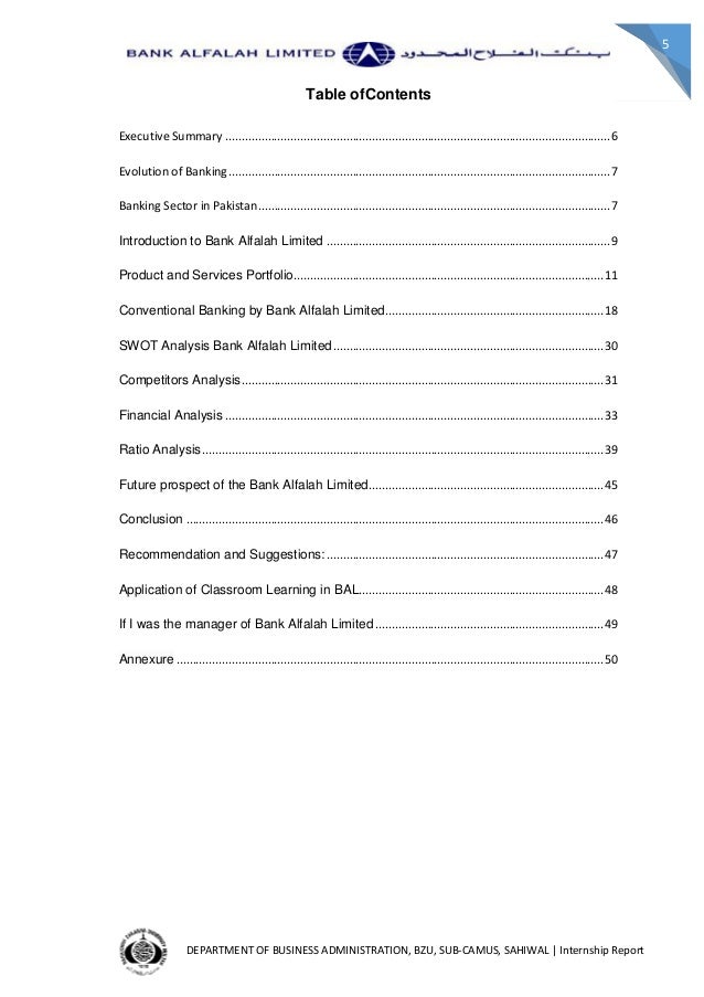 bank alfalah limited internship report ltd commodities order form