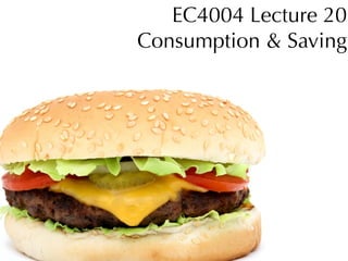 EC4004 Lecture 20
Consumption & Saving
 