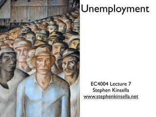 Unemployment




  EC4004 Lecture 7
   Stephen Kinsella
www.stephenkinsella.net
 