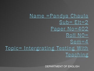 DEPARTMENT OF ENGLISH
 