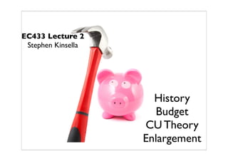 EC433 Lecture 2
 Stephen Kinsella




                      History
                       Budget
                    CU Theory
                    Enlargement