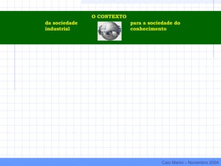 da sociedade
industrial
para a sociedade do
conhecimento
O CONTEXTO
Caio Marini – Novembro 2004
 