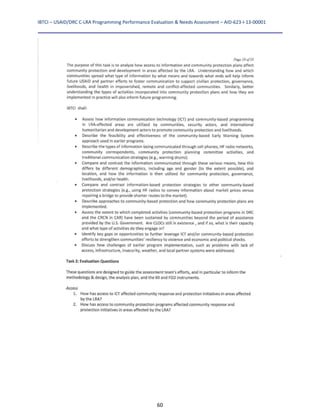 IBTCI – USAID/DRC C‐LRA Programming Performance Evaluation & Needs Assessment – AID‐623‐I‐13‐00001 
60
 