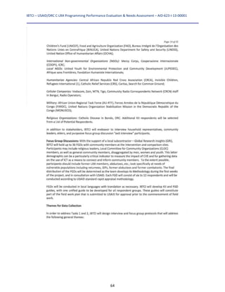 IBTCI – USAID/DRC C‐LRA Programming Performance Evaluation & Needs Assessment – AID‐623‐I‐13‐00001 
64
 