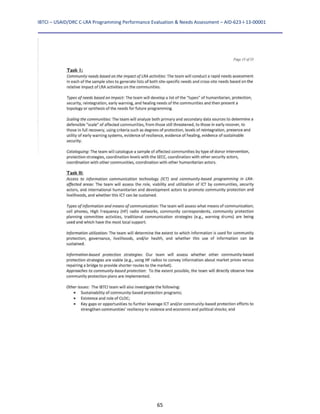 IBTCI – USAID/DRC C‐LRA Programming Performance Evaluation & Needs Assessment – AID‐623‐I‐13‐00001 
65
 