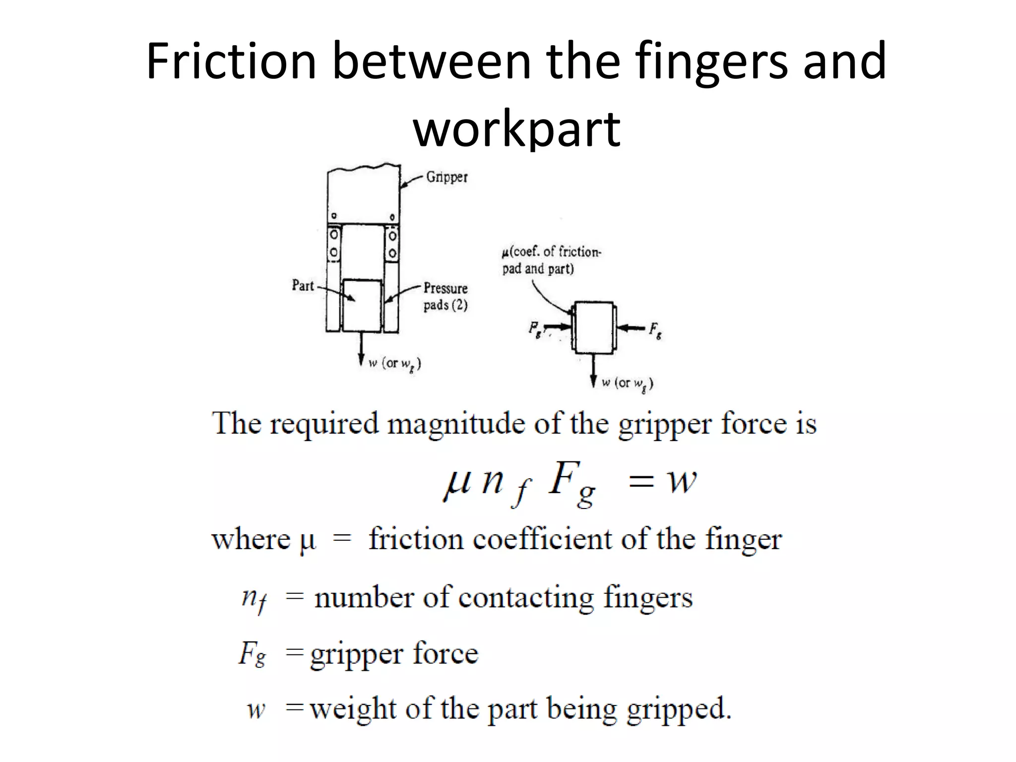 Friction between the fingers and
workpart
 