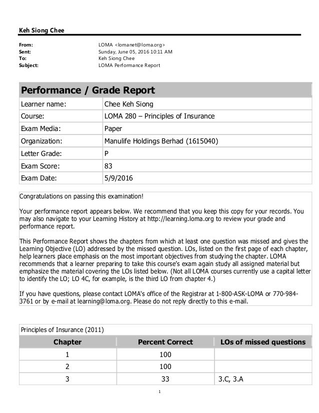 LOMA 280 Principles Of Insurance