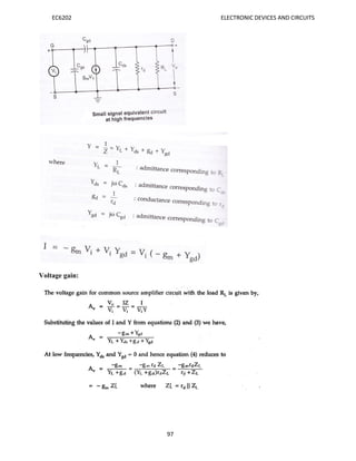 EC6202 ELECTRONIC DEVICES AND CIRCUITS
97
Voltage gain:
 
