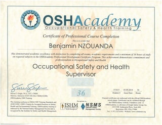 OCCUPATIONAL SAFETY & HEALTH SUPERVISOR