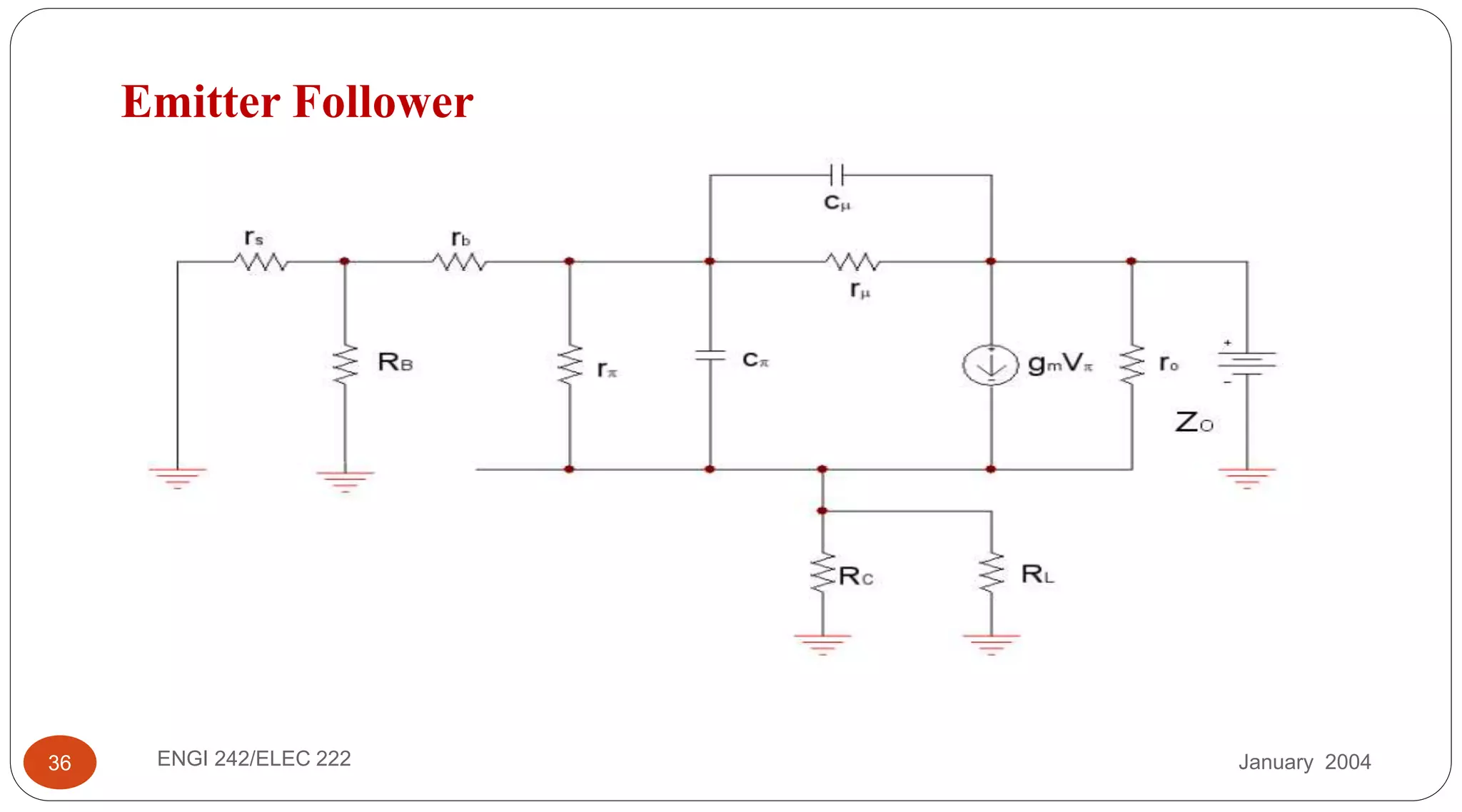 January 2004ENGI 242/ELEC 22236
Emitter Follower
 