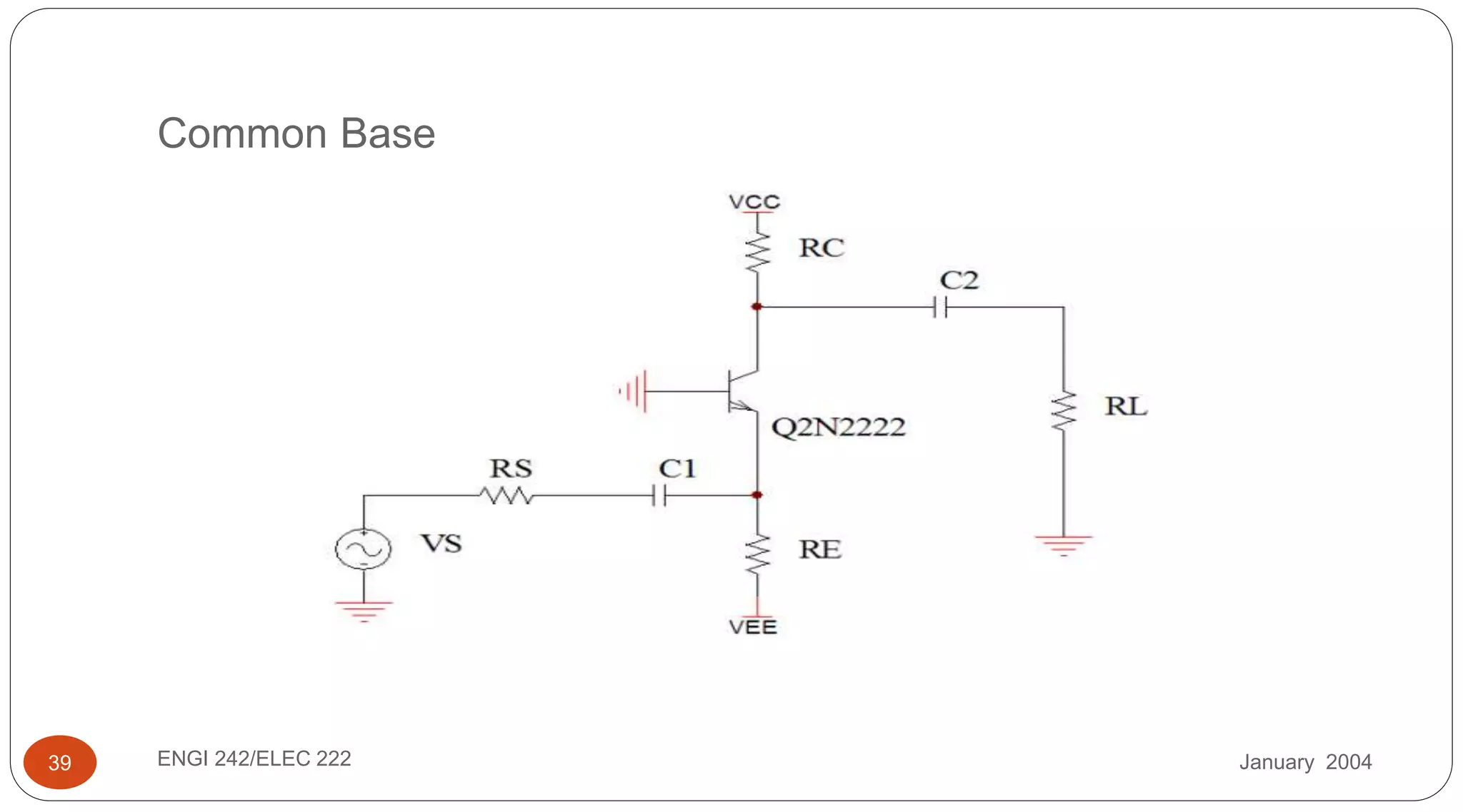 January 2004ENGI 242/ELEC 22239
Common Base
 