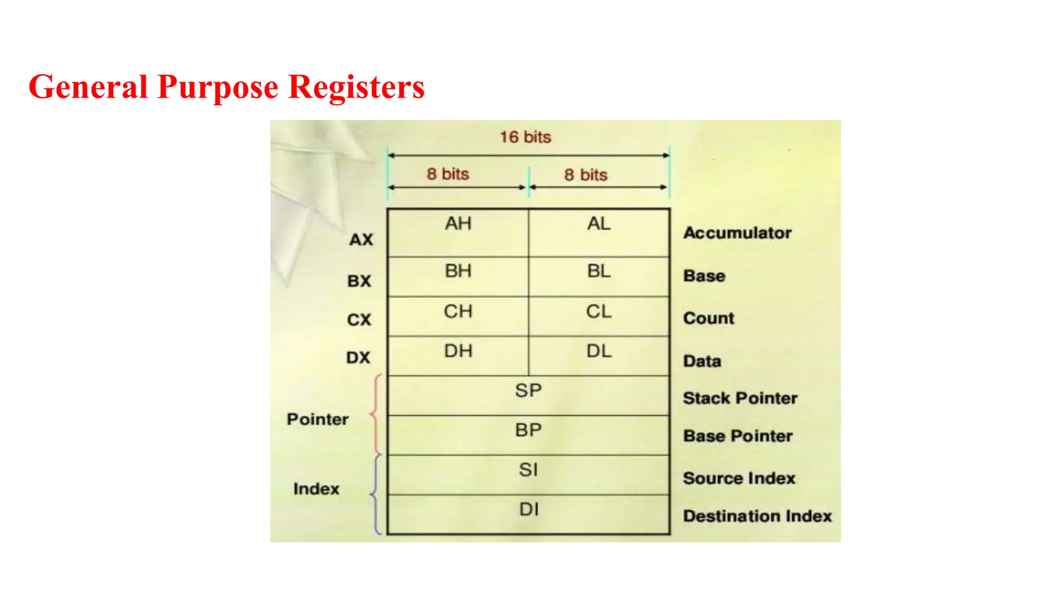 General Purpose Registers
 
