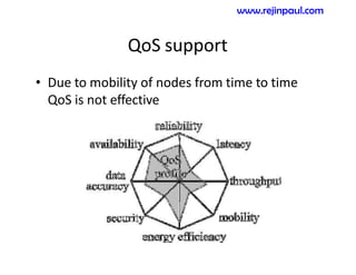QoS support
• Due to mobility of nodes from time to time
QoS is not effective
www.rejinpaul.com
 
