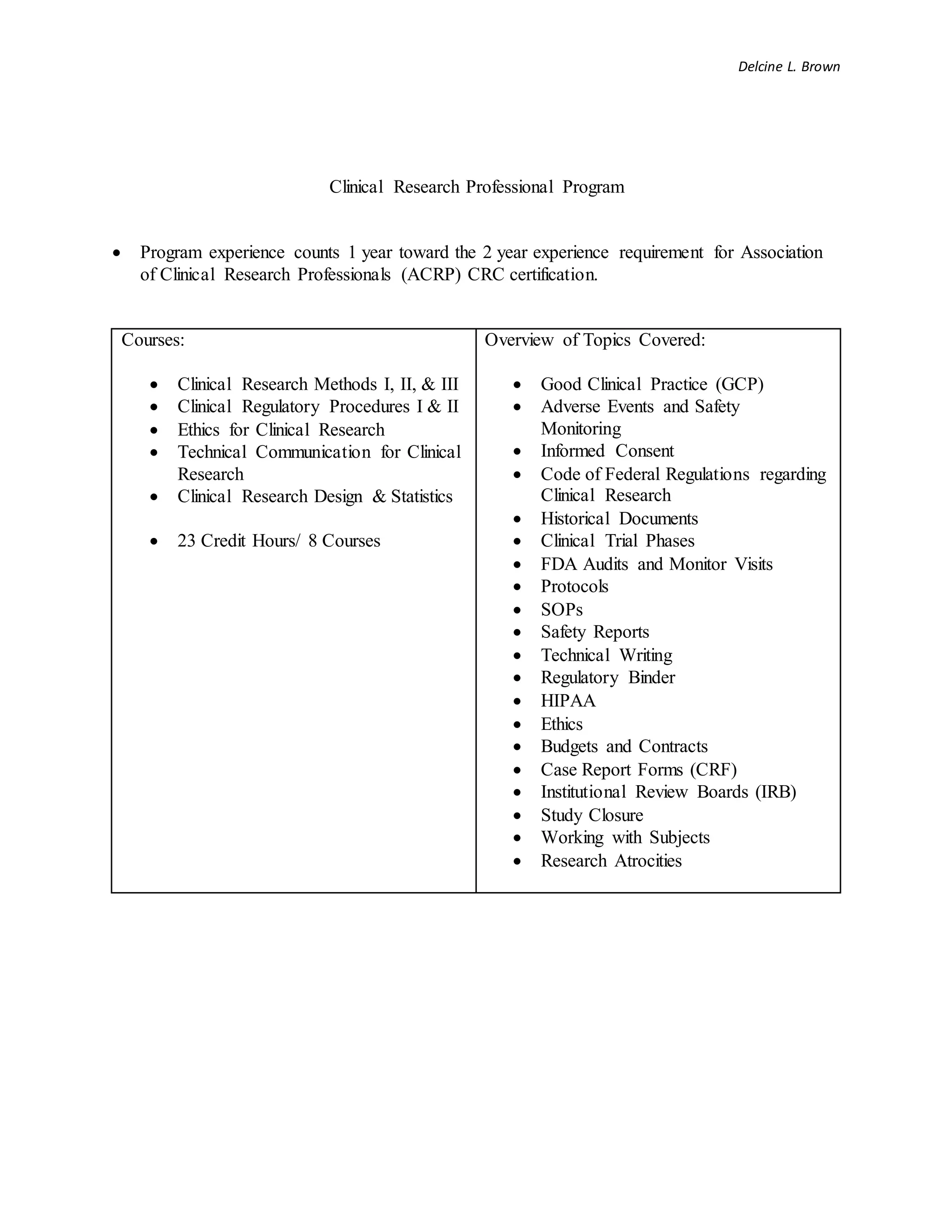 CRC PROGRAM OVERVIEW | PDF