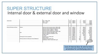 Internal door & external door and window
Cost of internal door & external door
ad window for sembahyang utama
SUPER STRUCTURE
 