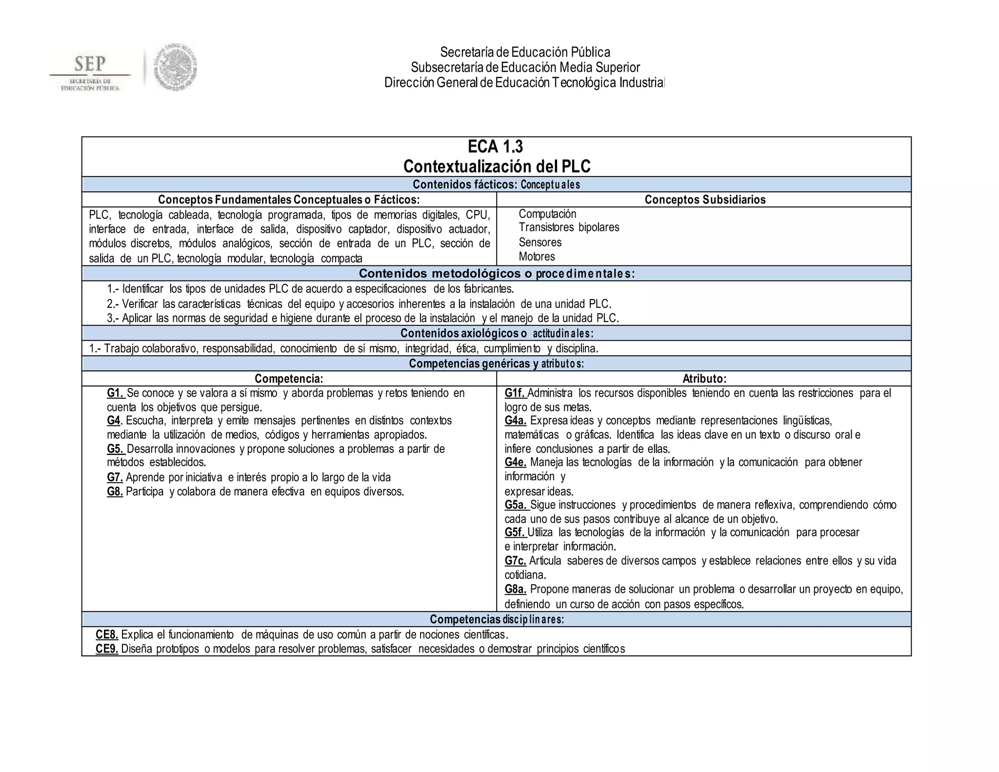 Eca 1.3 programa plc´s empleados en sistemas electrónicos | DOCX