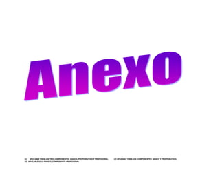 (1) APLICABLE PARA LOS TRES COMPONENTES: BASICO, PROPEDEUTICO Y PROFESIONAL. (2) APLICABLE PARA LOS COMPONENTES: BASICO Y PROPEDEUTICO.
(3) APLICABLE SOLO PARA EL COMPONENTE PROFESIONAL
 