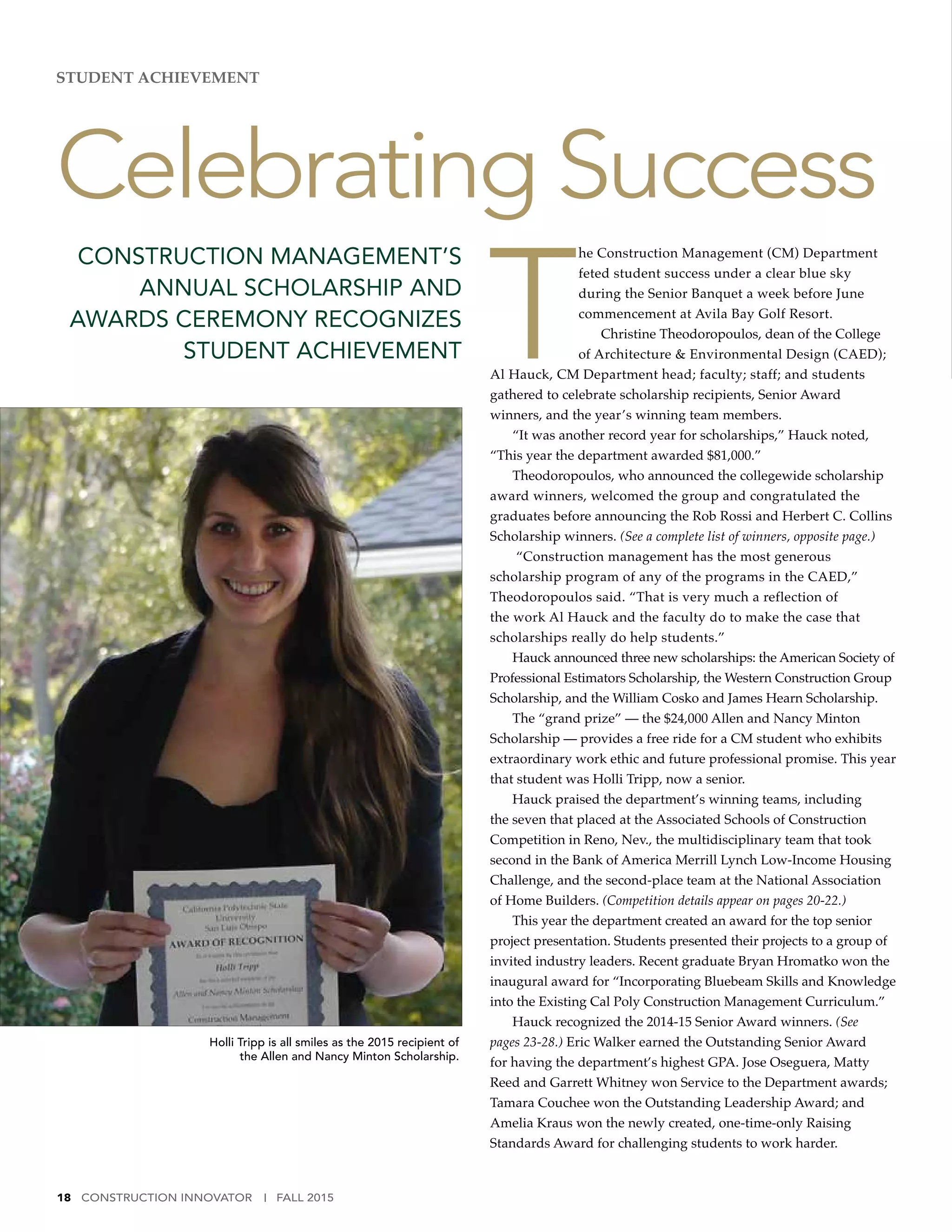 Cal Poly CM Magazine Fall 2015 PDF Student Financial Aid