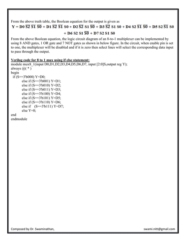 Verilog lab manual (ECAD and VLSI Lab) | PDF