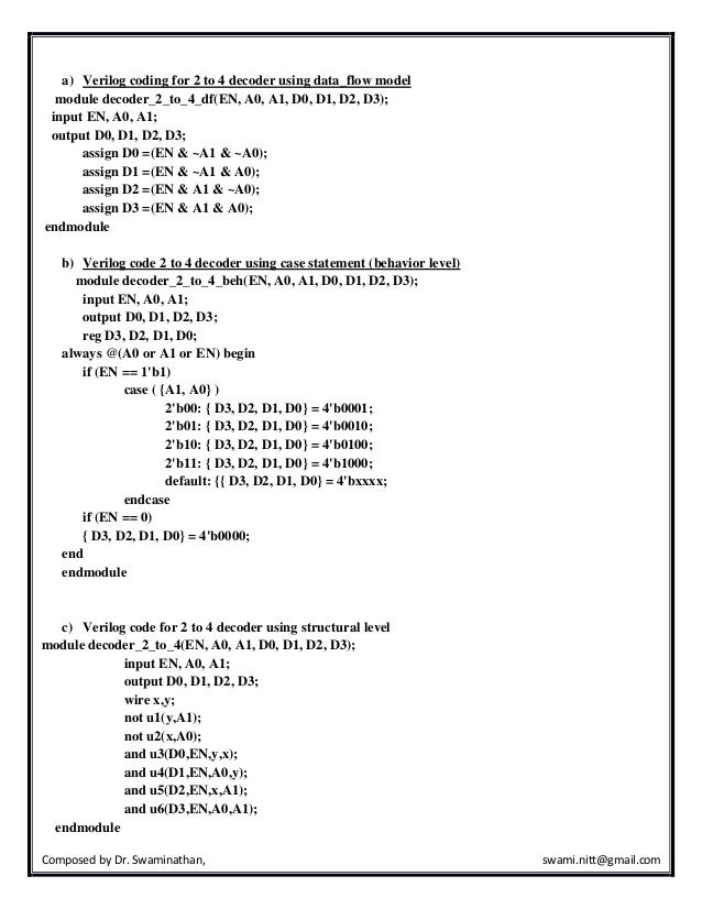 4 To 16 Decoder Using 2 To 4 Decoder Verilog Code