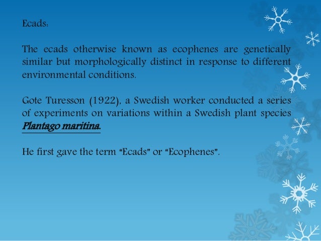 Ecads and ecotypes
