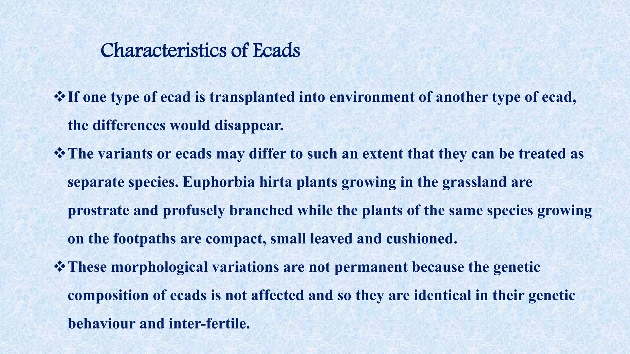Ecads and ecotypes | PPTX