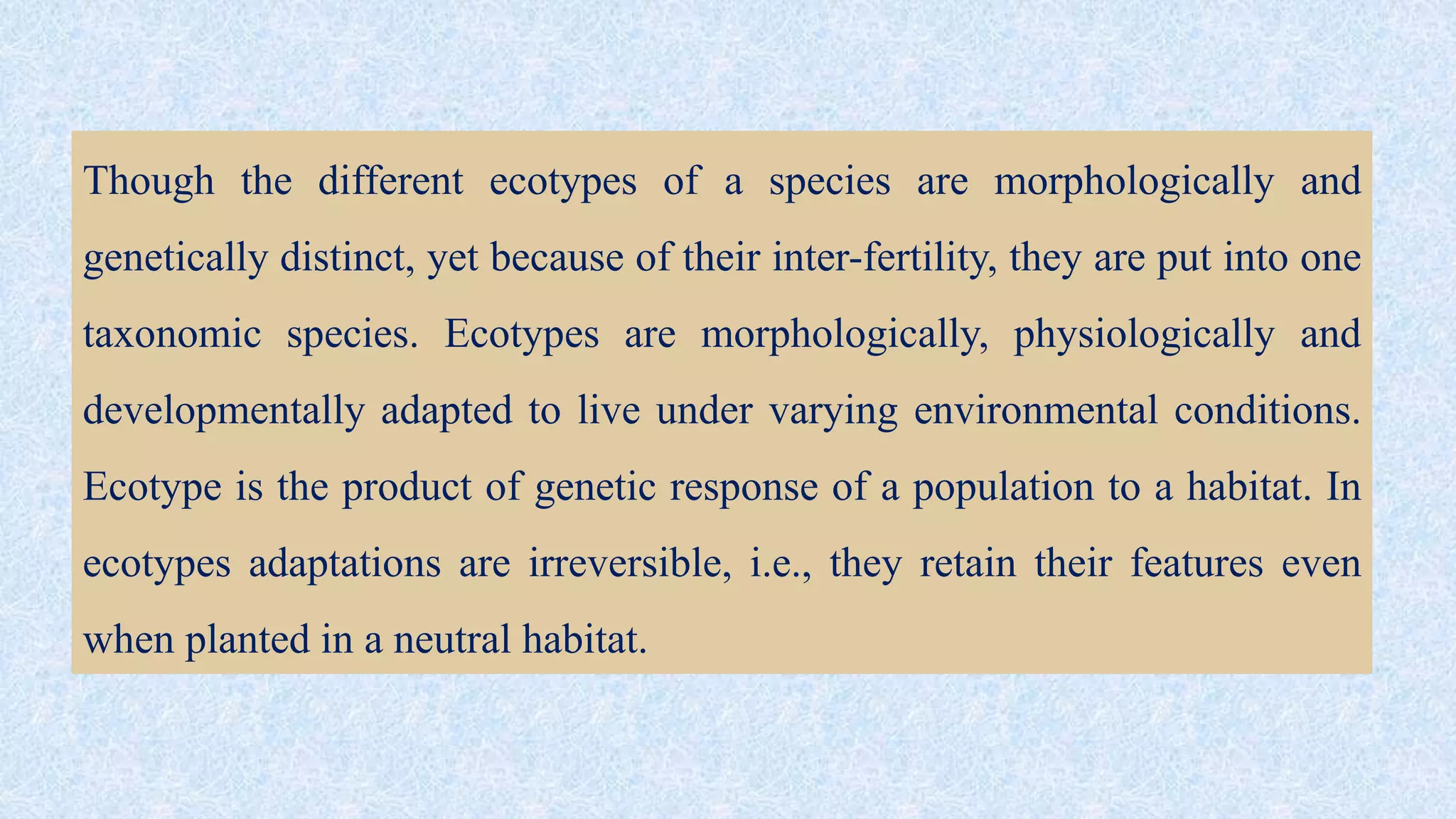 Ecads and ecotypes | PPTX
