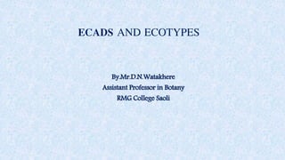 Ecads and ecotypes | PPTX