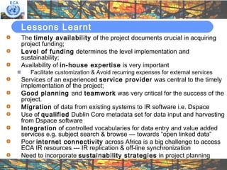Open access publishing: The ECA institutional repository