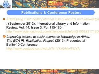 Open access publishing: The ECA institutional repository