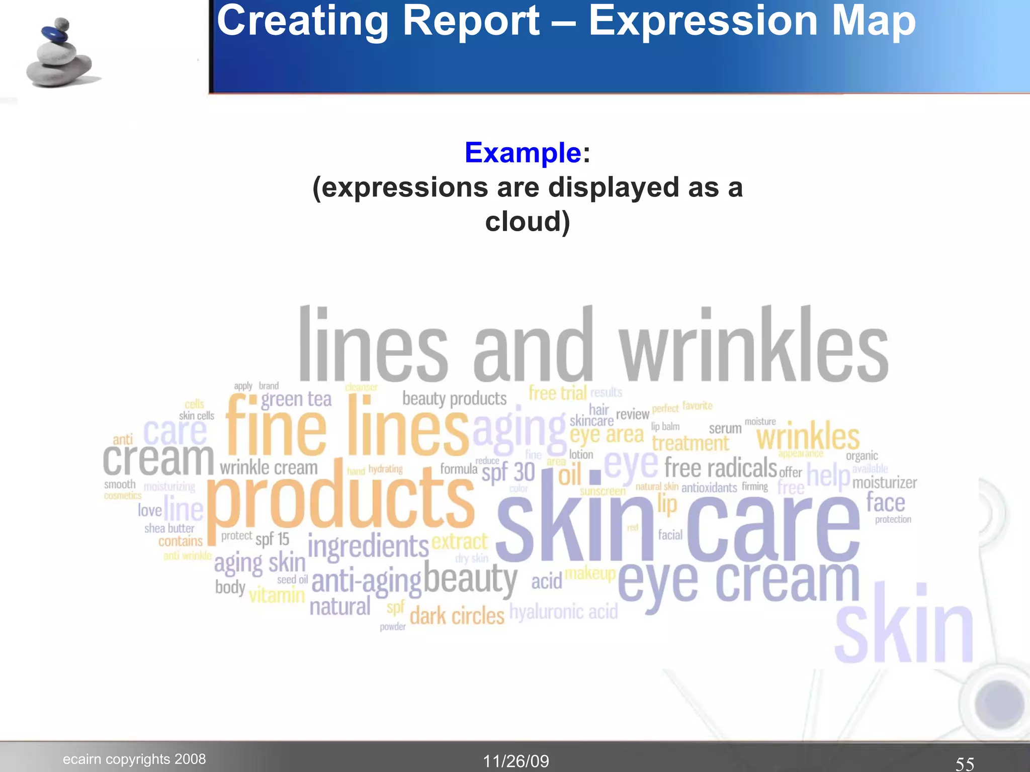 Creating Report – Expression Map Example : (expressions are displayed as a cloud) 