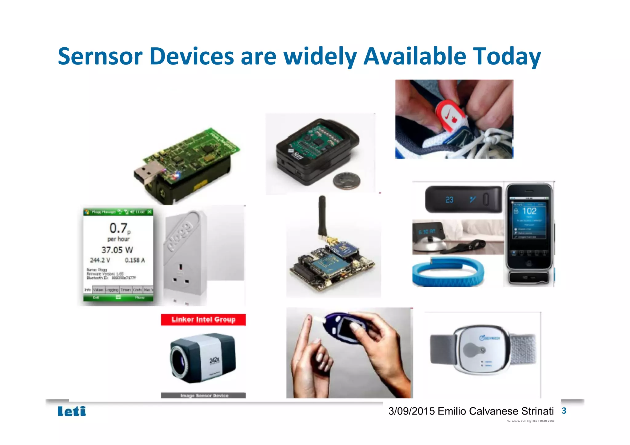 © CEA. All rights reserved
19th January 2012| 33/09/2015 Emilio Calvanese Strinati
Sernsor Devices are widely Available Today
 