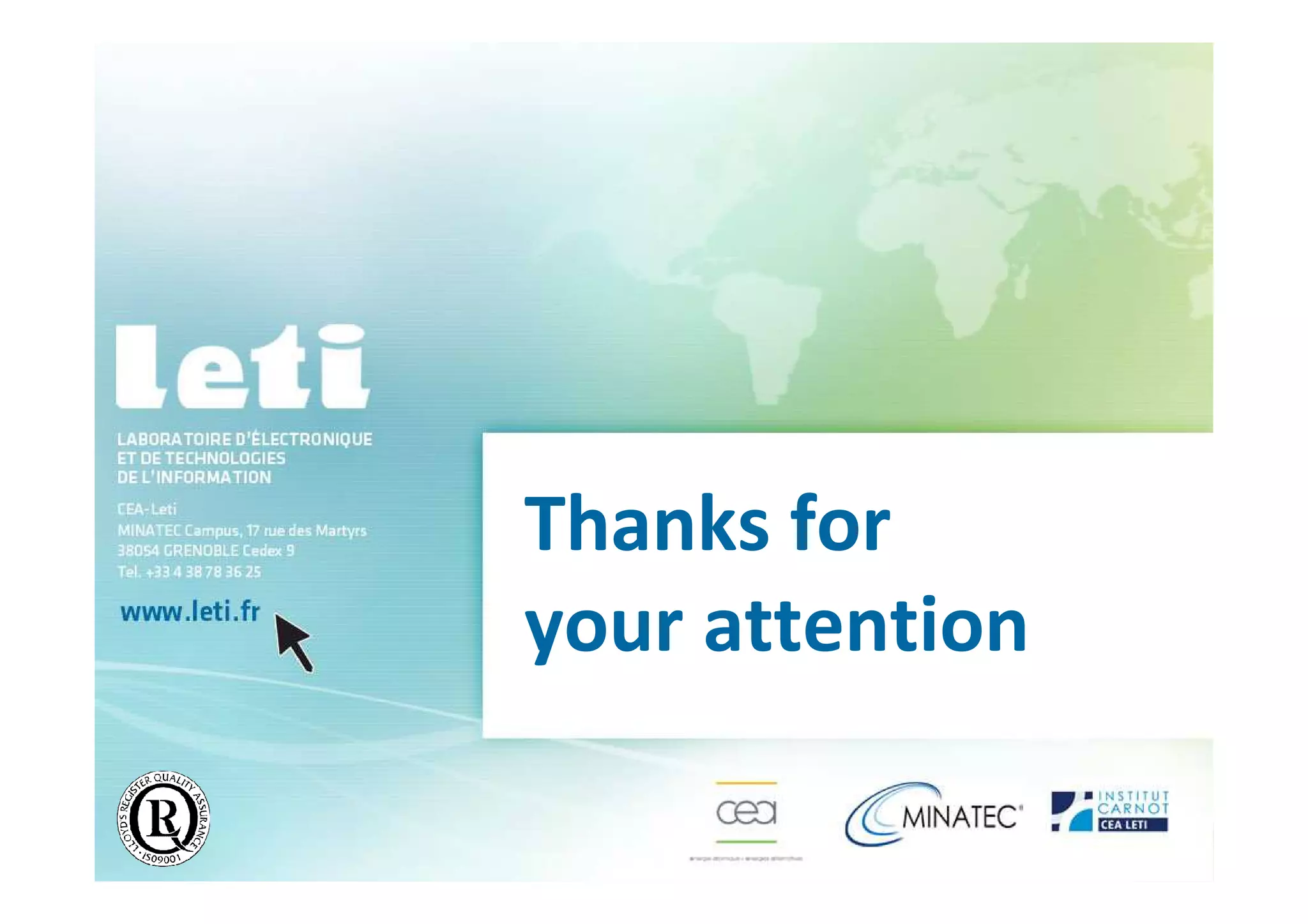 © CEA. All rights reserved
19th January 2012| 73
Thanks for
your attention
 