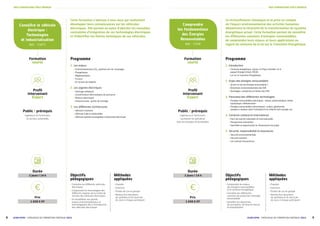 9
8 ECAM-EPMI – CATALOGUE DE FORMATION CONTINUE 2021
ECAM-EPMI – CATALOGUE DE FORMATION CONTINUE 2021
NOS FORMATIONS PÔLE ÉNERGIE
NOS FORMATIONS PÔLE ÉNERGIE
Formation
courte
Formation
courte
Profil
intervenant
Expert
Profil
intervenant
Expert
Comprendre
les fondamentaux
des Énergies
Renouvelables
Réf. : CFER
Connaître le véhicule
électrique :
Technologies
et Industrialisation
Réf. : CVETI
Le réchauffement climatique et la prise en compte
de l’impact environnemental des activités humaines
démontrent la nécessité de la transformation du système
énergétique actuel. Cette formation permet de connaître
les différentes solutions d’énergies renouvelables,
de comprendre leurs enjeux et leurs applications au
regard du contexte de la loi sur la Transition Énergétique.
Cette formation s’adresse à tous ceux qui souhaitent
développer leurs connaissances sur les véhicules
électriques. Elle permet en outre d’aborder les nouvelles
contraintes d’intégration de ces technologies électriques
et d’identifier les limites techniques de ces véhicules.
Durée
2 jours / 14 h
Durée
2 jours / 14 h
Prix
1 650 € HT
Prix
1 650 € HT
Programme
1.	Introduction
	
| Contexte énergétique : Kyoto, Loi Pope, Grenelle I et II,
paquet Énergie Climat, SRCAE
	
| Loi sur la Transition Énergétique
2.	Enjeu des énergies renouvelables
	
| Qu’est-ce qu’une énergie renouvelable ?
	
| Dimension environnementale des EnR
	
| Avantages, contraintes et limites des EnR
3.	Panorama des différentes technologies
	
| Énergies renouvelables électriques : solaire, photovoltaïque, éolien
hydraulique, méthanisation
	
| Énergies renouvelables (thermiques) : solaire, géothermie,
pompes à chaleurs dans l’individuel et le collectif, bois énergie, etc.
4.	Contexte national et international
	
| Parts de marché nationales et internationales
	
| Perspectives d’évolution
	
| Spécifités et opportunités du financement de projet
5.	Sécurité, responsabilité et assurances
	
| Sécurité environnementale
	
| Sécurité sanitaire
	
| Les contrats d’assurances
Programme
1.	Les enjeux
	
| Environnementaux (CO2
, pollution de l’air, recyclage)
	
| Énergétiques
	
| Réglementaires
	
| Fiscaux
	
| En termes de mobilité
2.	Les organes électriques
	
| Stockage embarqué
	
| Convertisseurs électroniques de puissance
	
| Moteurs électriques
	
| Infrastructures : points de recharge
3.	Les différentes architectures
	
| Véhicule à batterie
	
| Véhicule à pile à combustible
	
| Véhicule hybride rechargeable à dominante électrique
Objectifs
pédagogiques
	
| Comprendre les enjeux
des énergies renouvelables
et le contexte énergétique
	
| Connaître les différentes
solutions de production d’énergie
renouvelable
	
| Identifier les démarches
de conception, de mise en œuvre
et d’exploitation
Objectifs
pédagogiques
	
| Connaître les différents véhicules
électriques
	
| Comprendre les technologies des
différents organes de la chaîne de
traction des véhicules électriques
	
| Se sensibiliser aux grands
enjeux environnementaux et
technologiques liés à l’introduction
des véhicules électriques
Méthodes
appliquées
	
| Exposés
	
| Exercices
	
| Études de cas en groupe
	
| Remise d’un document
de synthèse et du fascicule
de cours à chaque participant
Méthodes
appliquées
	
| Exposés
	
| Exercices
	
| Études de cas en groupe
	
| Remise d’un document
de synthèse et du fascicule
de cours à chaque participant
Public / prérequis
Ingénieurs et Techniciens
souhaitant se spécialiser
dans les énergies renouvelables
Public / prérequis
Ingénieurs et Techniciens
du secteur automobile
 