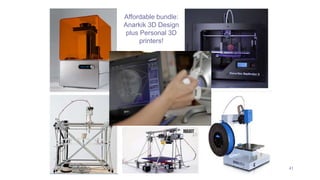 Affordable bundle:
Anarkik 3D Design
plus Personal 3D
printers!
41
 