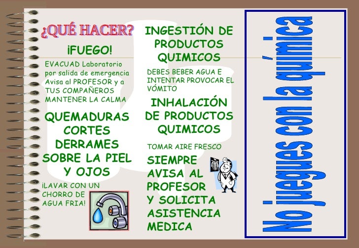 SIEMPRE AVISA AL PROFESOR Y SOLICITA ASISTENCIA MEDICA ¿QUÉ HACER? EVACUAD Laboratorio por salida de emergencia Avisa al ...
