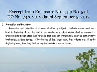 Excerpt from Enclosure No. 1, pp No. 5 of
DO No. 73 s. 2012 dated September 5, 2012
 