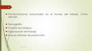  Transformaciones estructurales en el mundo del trabajo. Cómo
afectan.
 Demografía.
 Cambio tecnológico.
 Organización del trabajo
 Nuevos métodos de producción.
ECAS 26.10.2016.
5
 