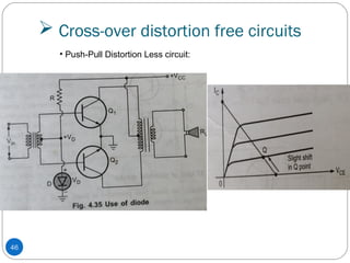  Cross-over distortion free circuits
46
• Push-Pull Distortion Less circuit:
 